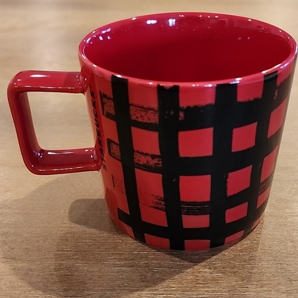 Starbucks 2016 Red & Black Checkered CoffeeMug Cup, 14 fl oz, Plaid
